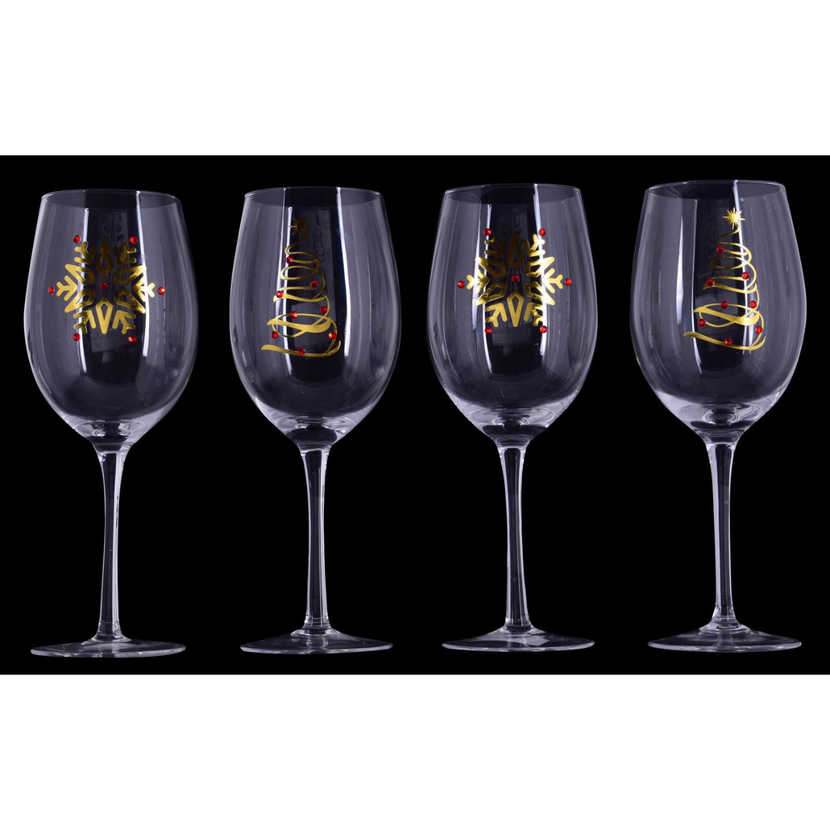 Set de 4 Copas de Vino Navideñas